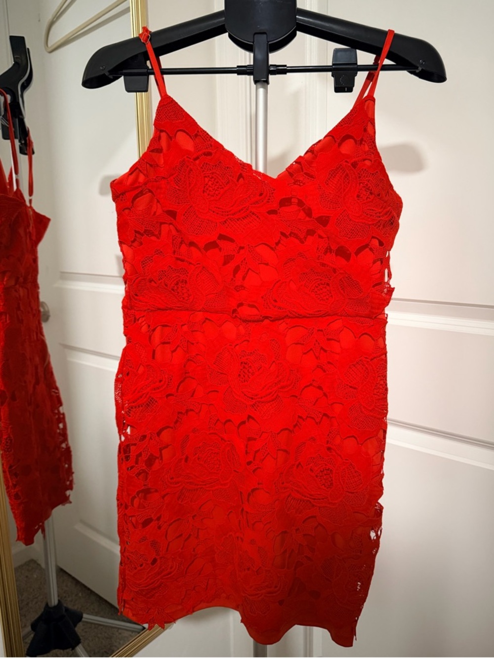 Boohoo | Red Lace Spaghetti-Strap Dress